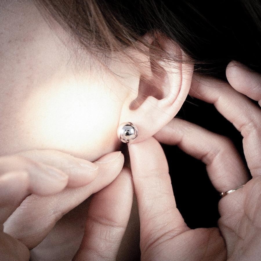 'Kolam' silver ball earrings studs made of 925 sterling silver