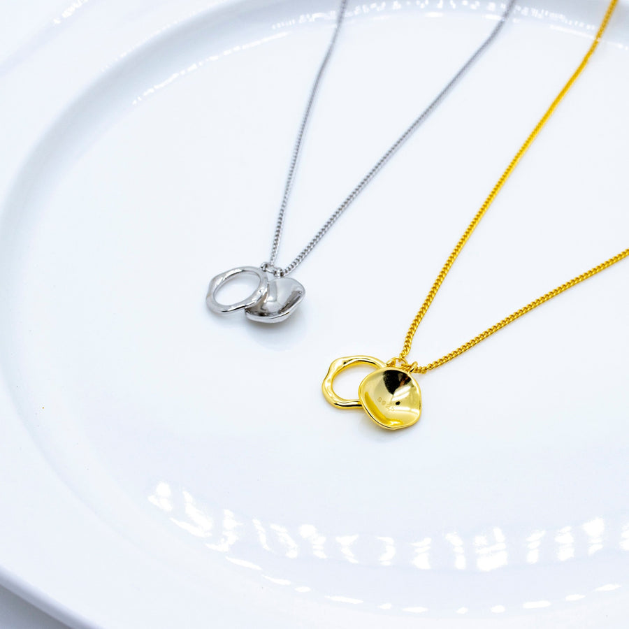 'Alice' gold necklace with 925 sterling silver pendants