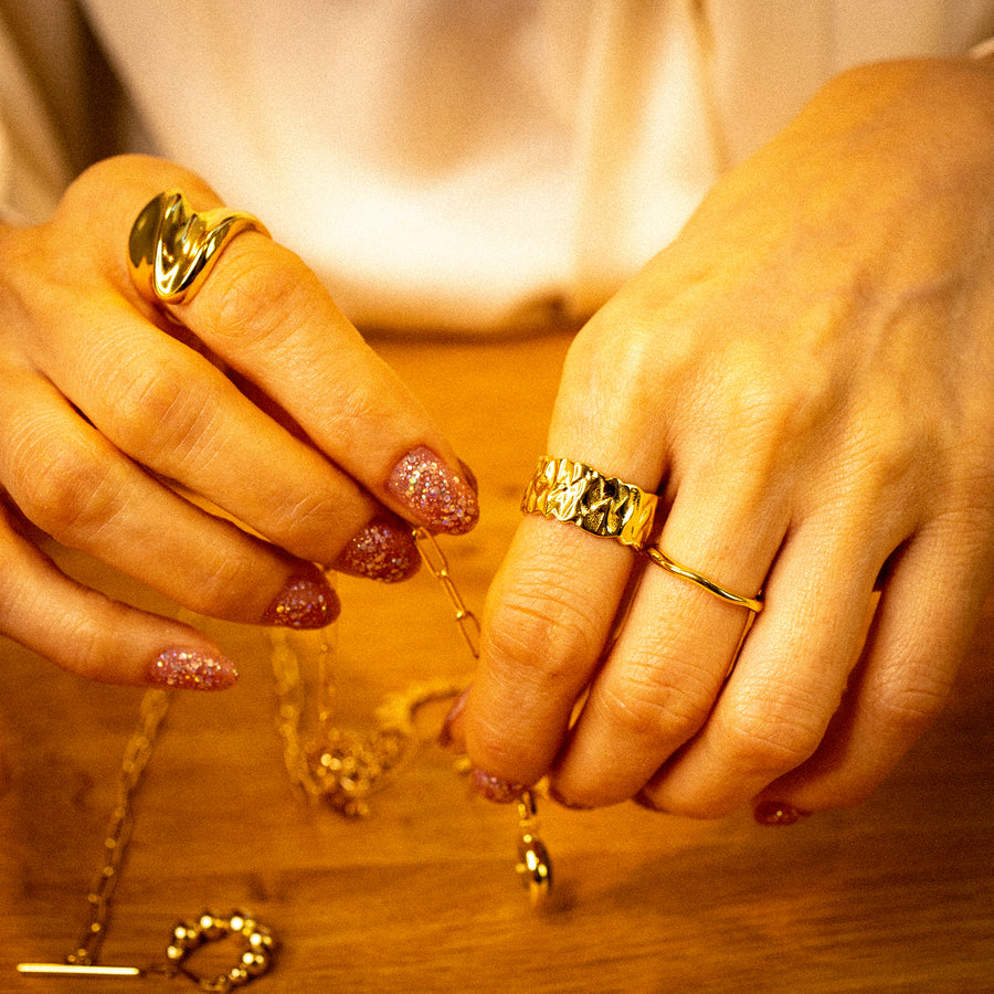 'Jussin' gold organic structure band ring in sterling silver