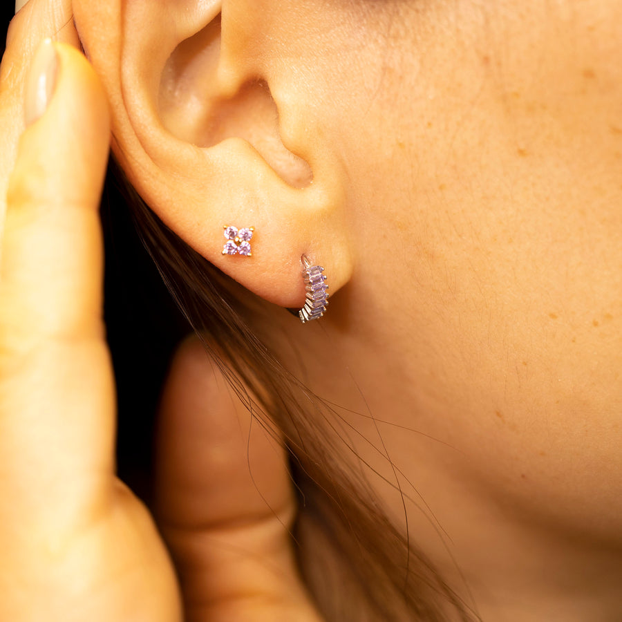 'Galle' silver colored shamrock stud earrings in sterling silver