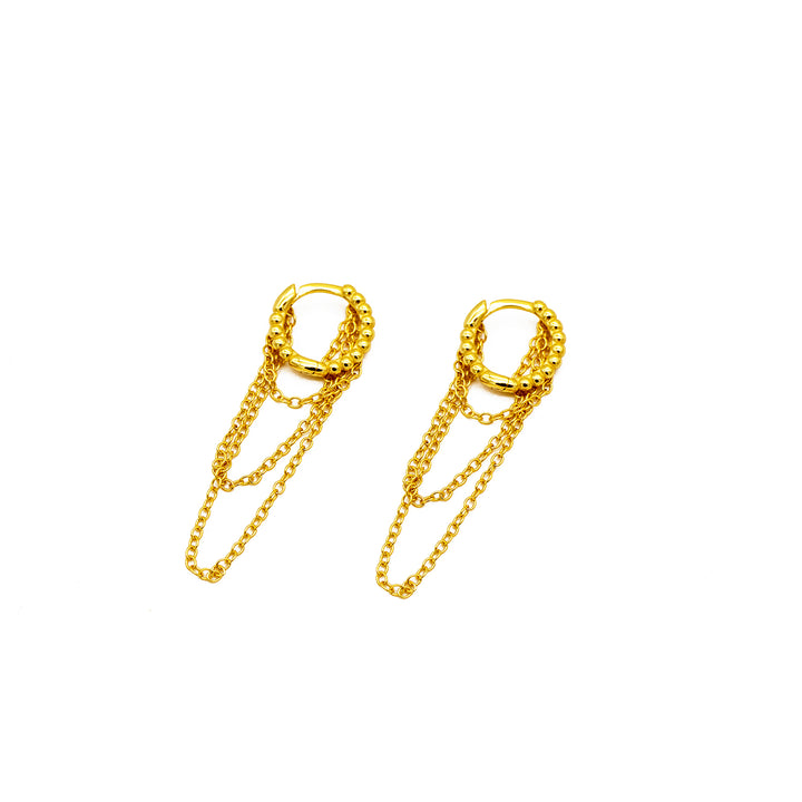 'Khwee' gold hoop earrings with 925 sterling silver pendant