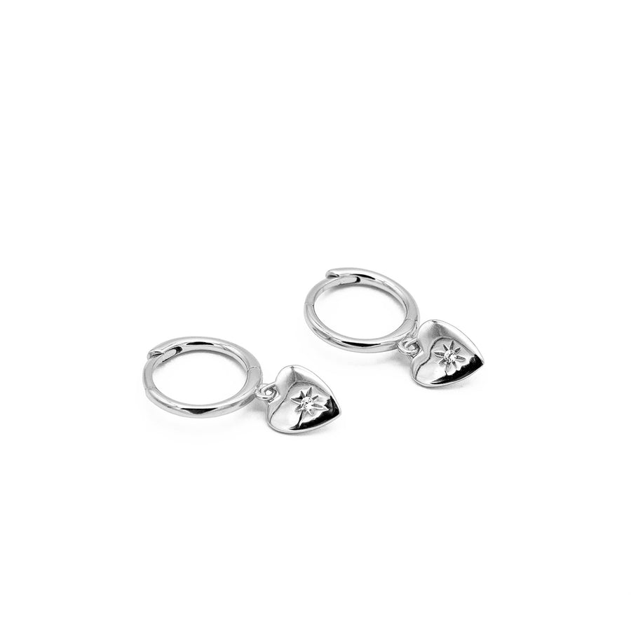 'Mafinga' silver hoop earrings with heart pendant made of 925 sterling silver