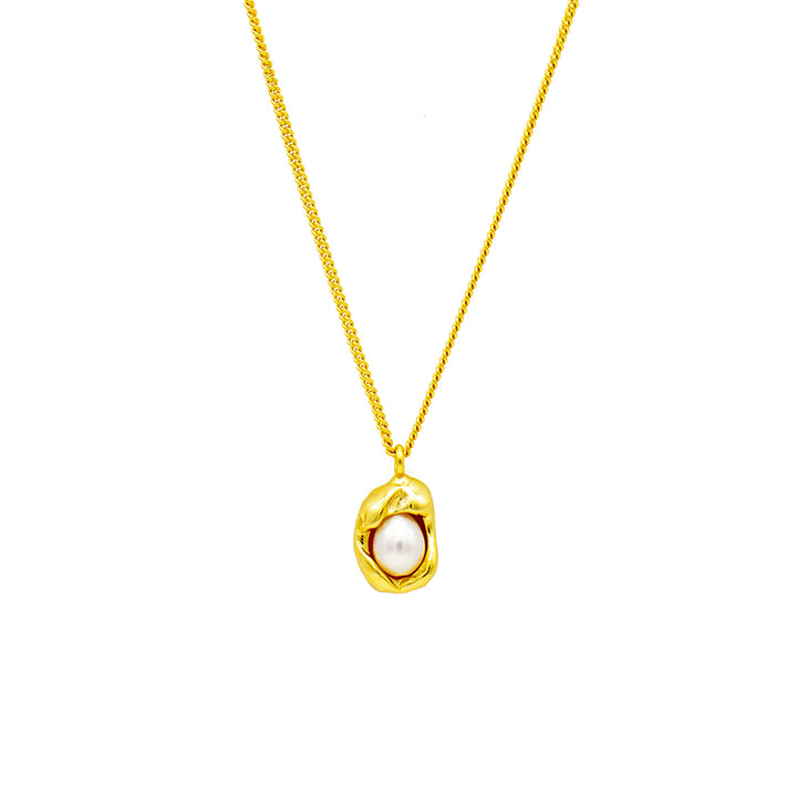 'Femia' gold necklace with pearl pendant made of 925 sterling silver