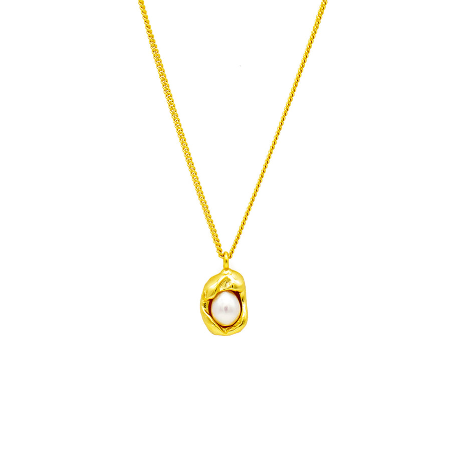 'Femia' gold necklace with pearl pendant made of 925 sterling silver