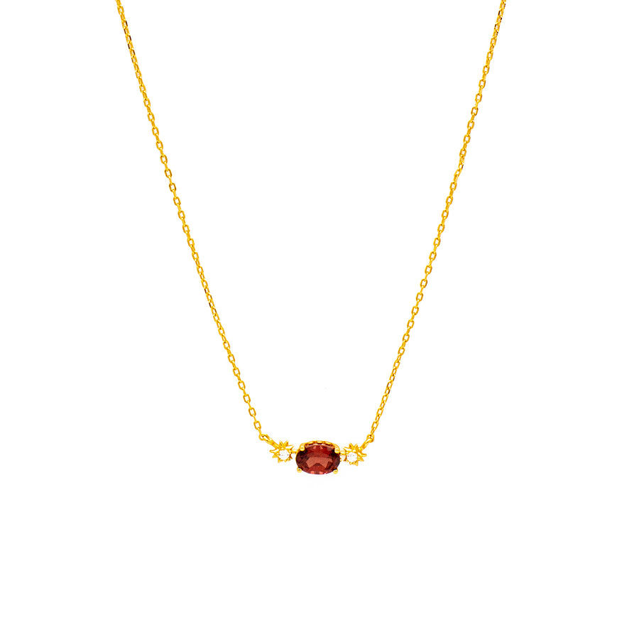 'Unguana' gold necklace with garnet stone pendant made of 925 sterling silver