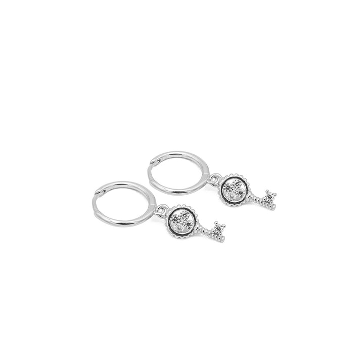 'Bonny' silver hoop earrings with key pendant made of 925 sterling silver