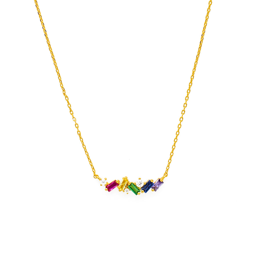 'Tacuane' gold necklace with colorful stone embellishment made of 925 sterling silver