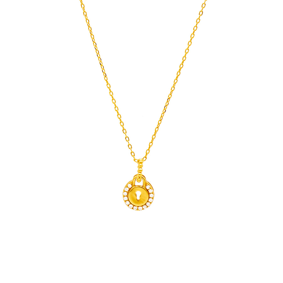 'Rakops' gold necklace with lock pendant made of 925 sterling silver