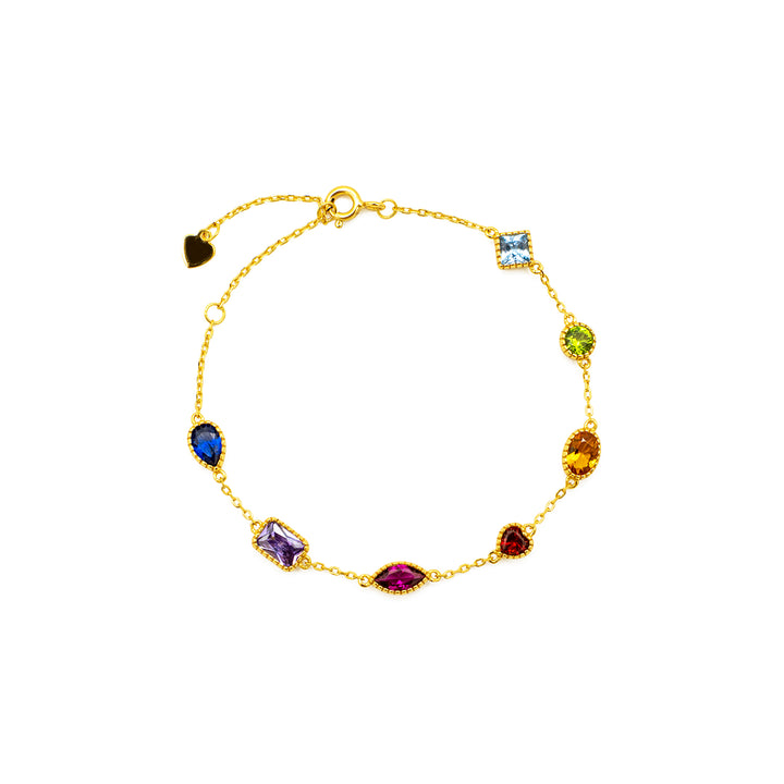 'Noelle' gold bracelet with colorful stone embellishment made of 925 sterling silver