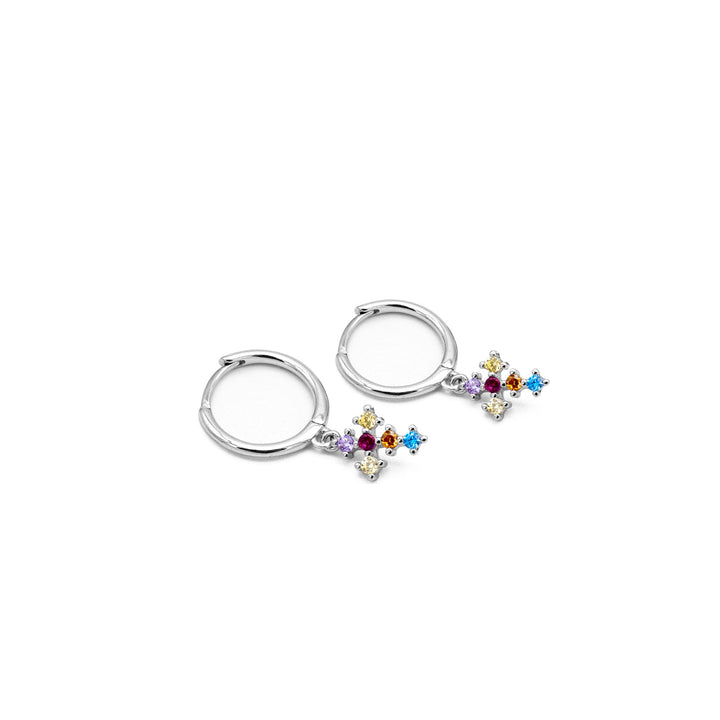 'Quinn' silver colored cross hoop earrings made of 925 sterling silver