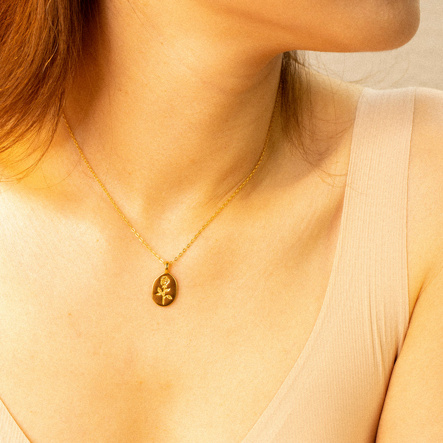 'Goonda' gold necklace with plate pendant made of 925 sterling silver