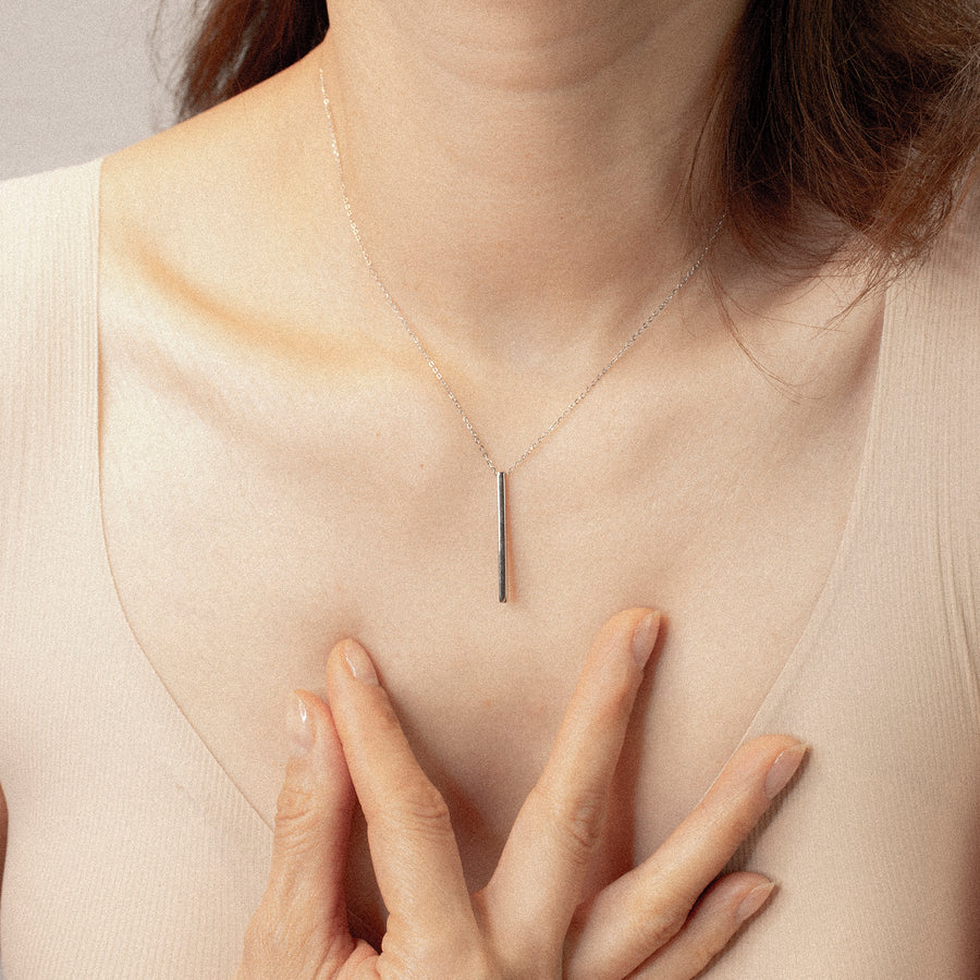 'Inhambane' silver necklace with cuboid pendant made of 925 sterling silver