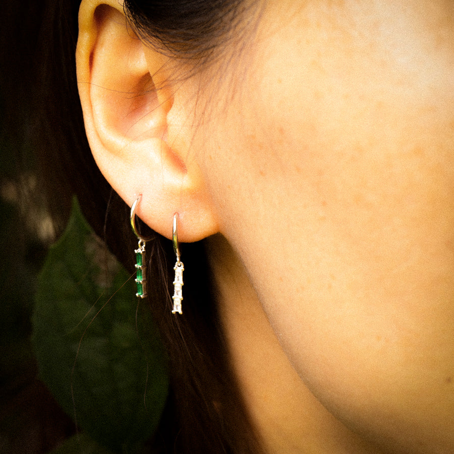 'Ella' silver hoop earrings with zirconia earrings made of sterling silver