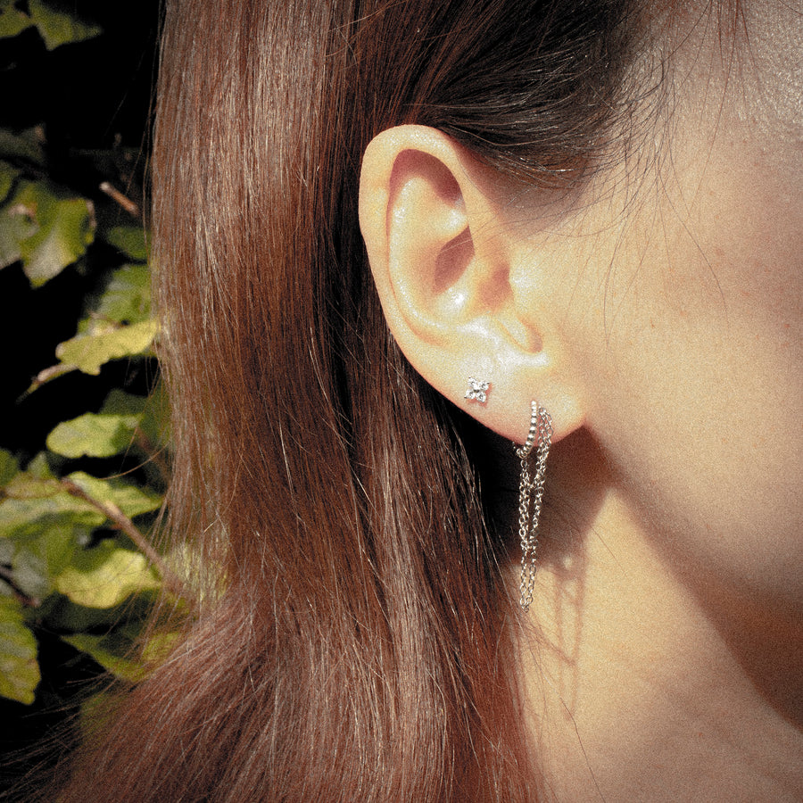 'Khwee' silver hoop earrings with 925 sterling silver pendant