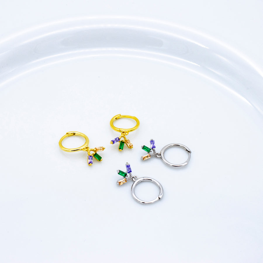 'Idodi' gold hoop earrings with colorful pendant made of 925 sterling silver