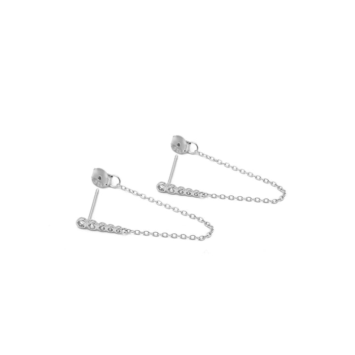 'Faint' silver hoop earrings with multi-layer chain pendant made of 925 sterling silver