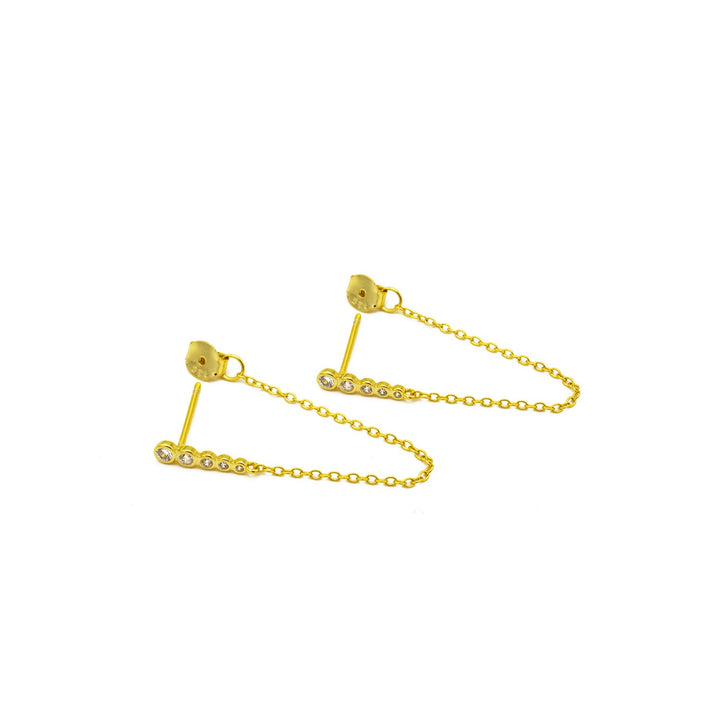 'Faint' gold hoop earrings with multi-layer chain pendant made of 925 sterling silver