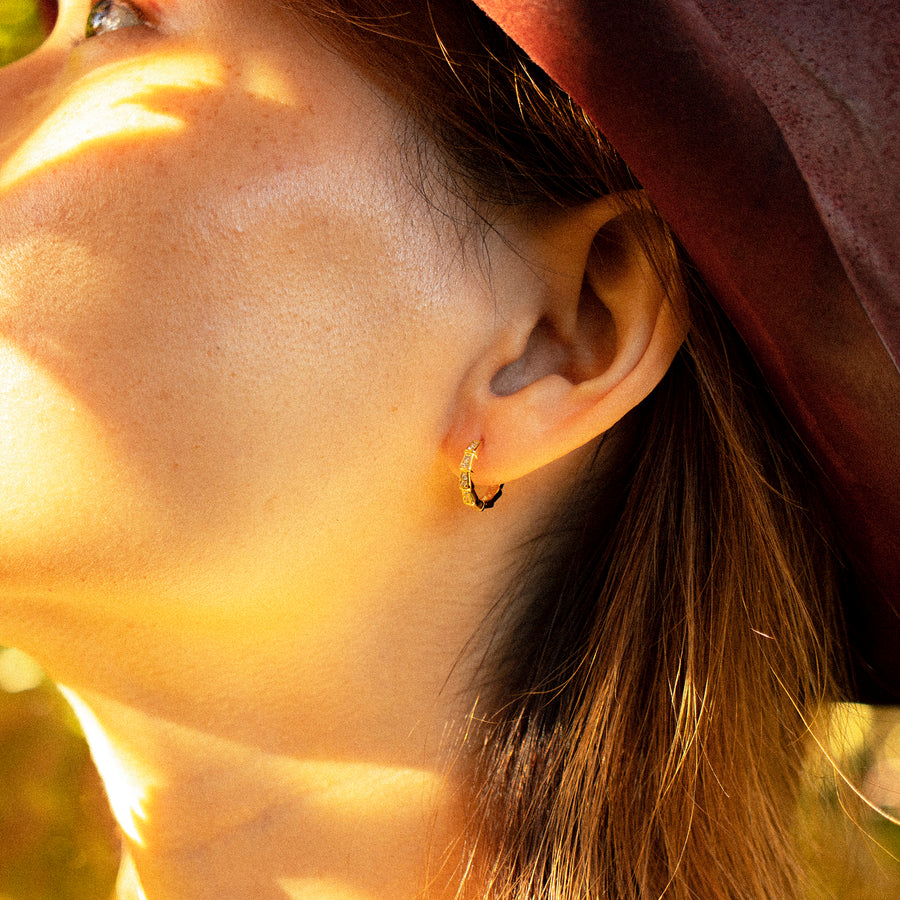 'Bram' gold hoop earrings hoops huggies zirconia made of 925 sterling silver