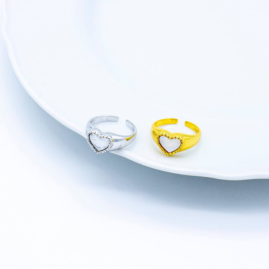 'Eros' gold heart open ring made of 925 sterling silver