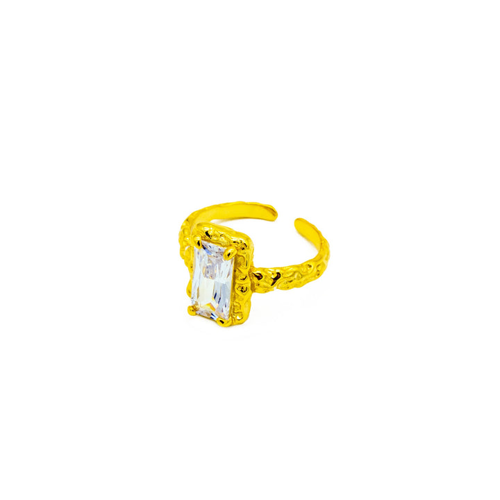 'Velha' gold cocktail ring with a large stone setting made of 925 sterling silver