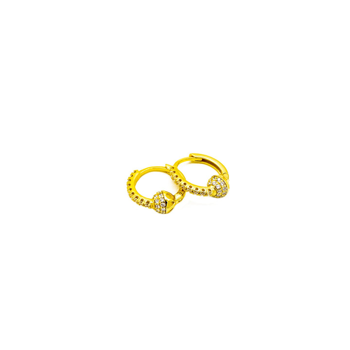 'Curuzu' gold hoop earrings with gemstone geometric sterling silver