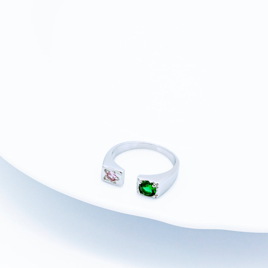 'Betim' silver ring with colored stones made of 925 sterling silver