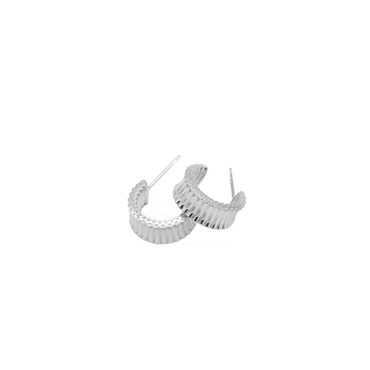 'Balbina' silver wave structure earrings in sterling silver