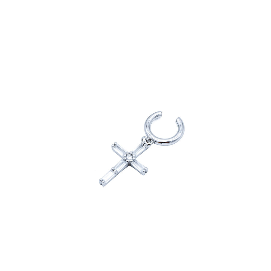 'Jirau' silver earrings-Earcuff with cross earring made of sterling silver