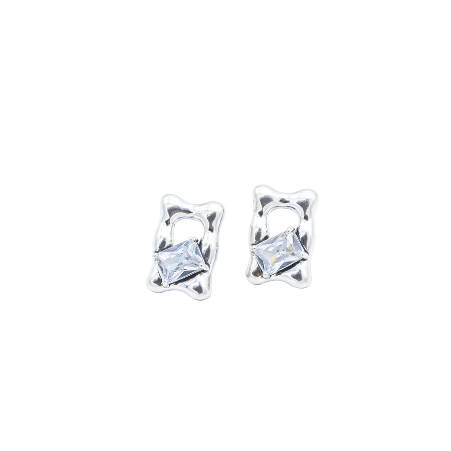 'Pauini' silver window stud earrings in sterling silver