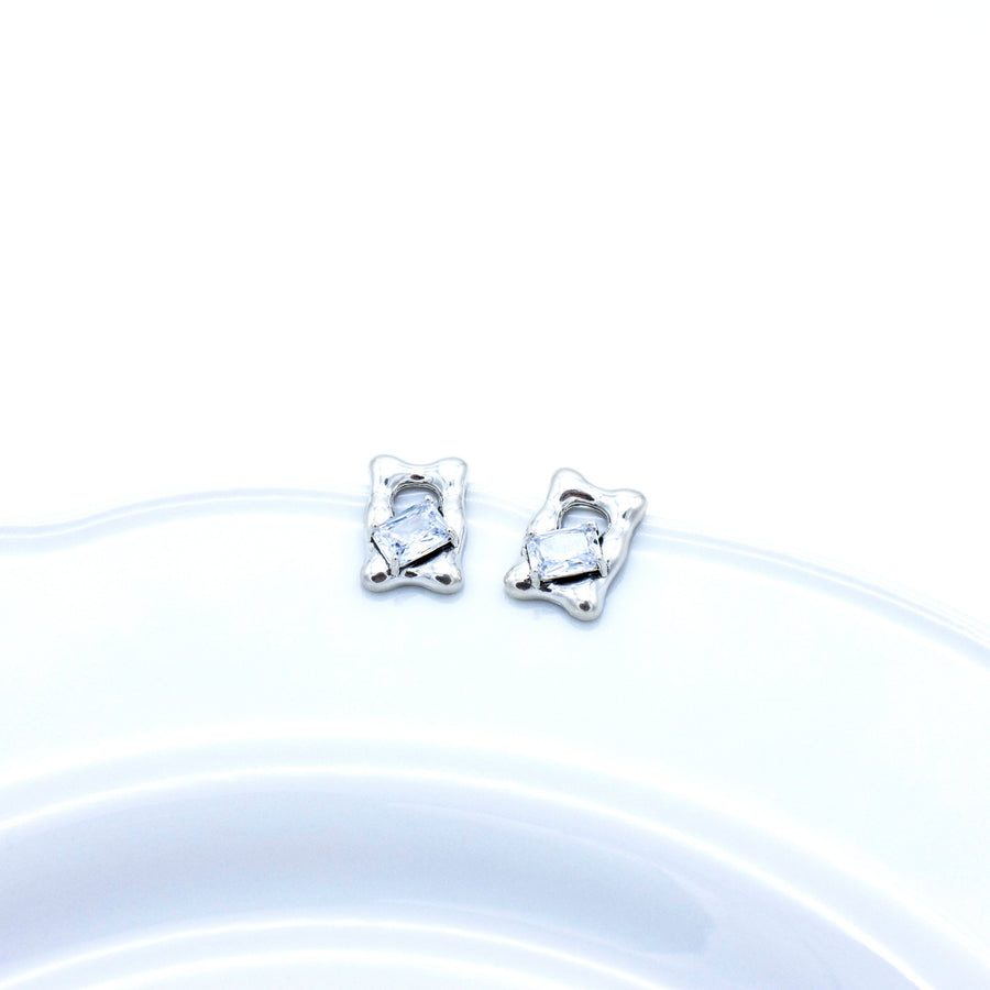 'Pauini' silver window stud earrings in sterling silver