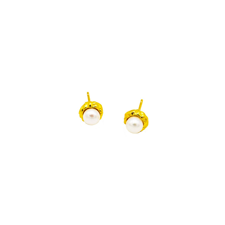 'Amapa' gold earrings-ear studs pearl made of 925 sterling silver