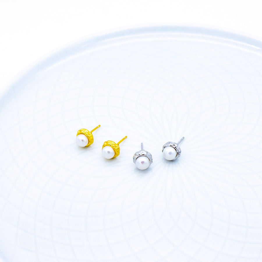 'Amapa' gold earrings-ear studs pearl made of 925 sterling silver