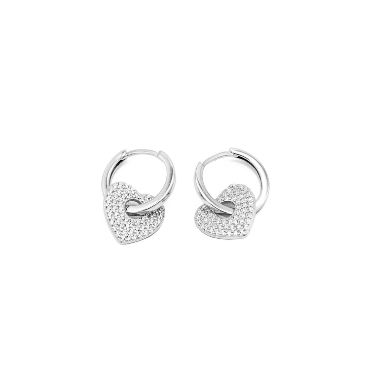 'Nyada' silver hoop earrings with heart earrings made of 925 sterling silver