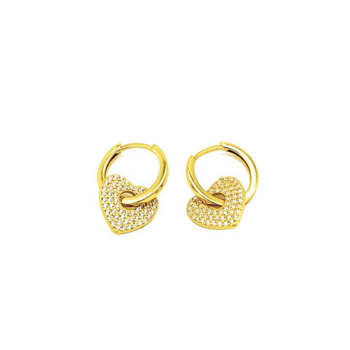 'Nyada' gold hoop earrings with heart drop earrings made of 925 sterling silver