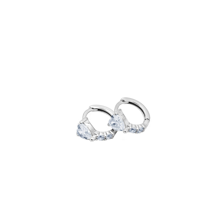 'Roatan' silver heart hoop earrings with zirconia hoops in sterling silver