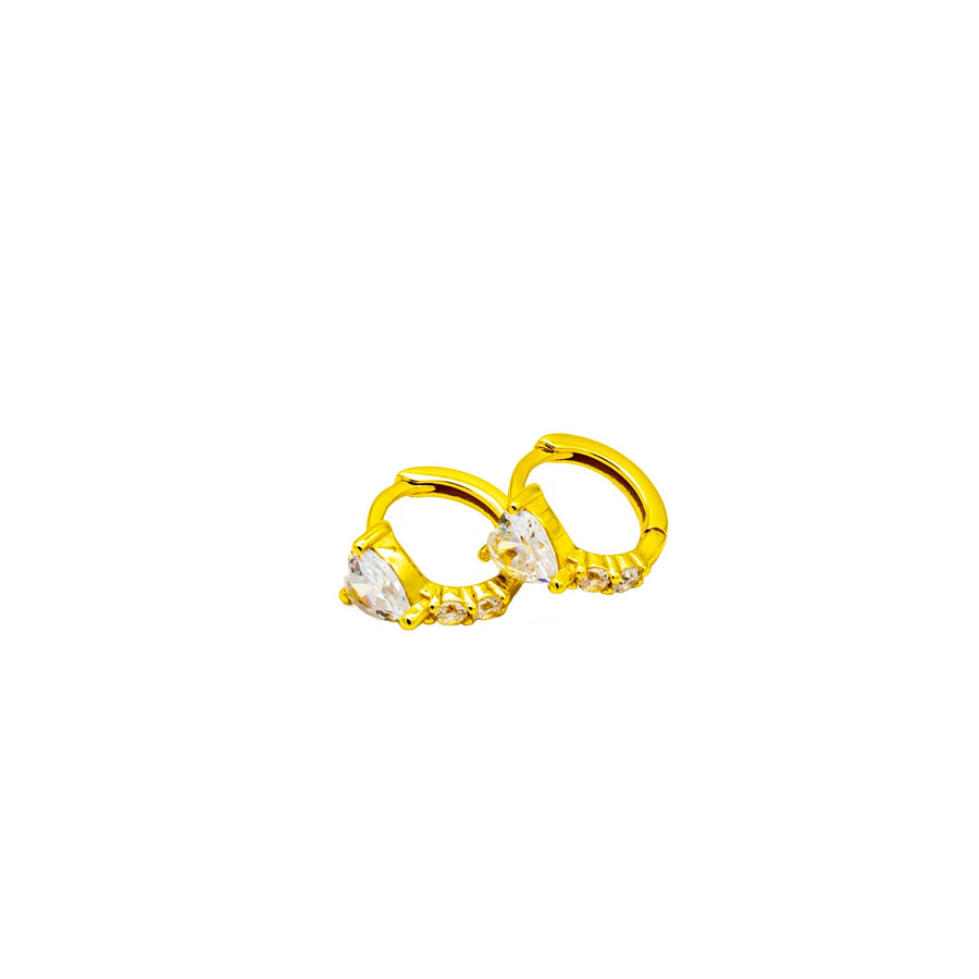 'Roatan' gold heart hoop earrings sterling silver zirconia hoops