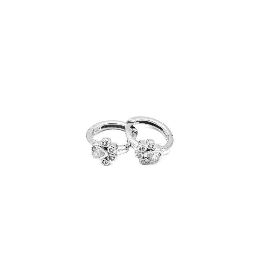 'Meow' Silver Paw Hoop Earrings Hoops Huggies in Sterling Silver