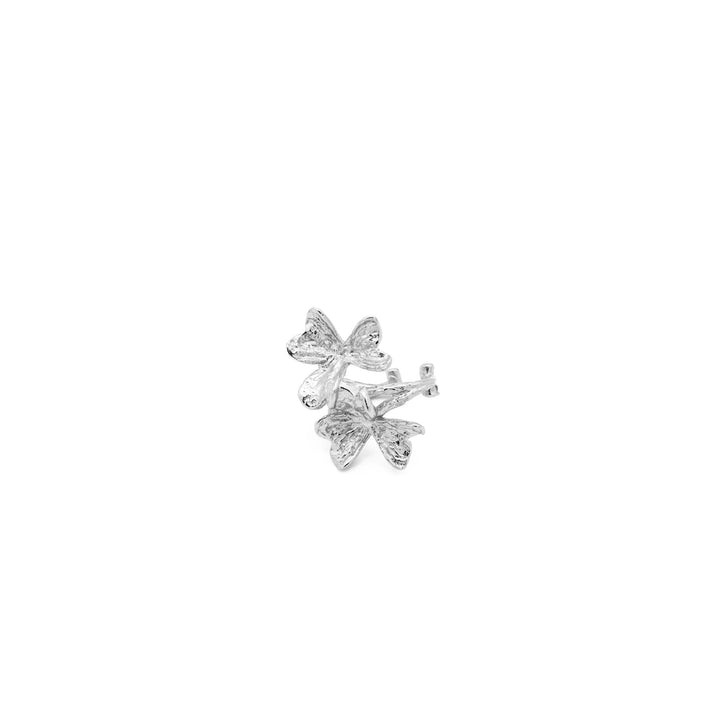 'Temuco' silver Earring-Earcuff Flower pattern made of sterling silver