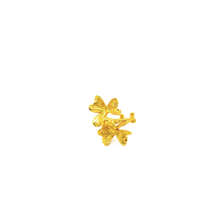 'Temuco' gold Earring-Earcuff Flower pattern in sterling silver