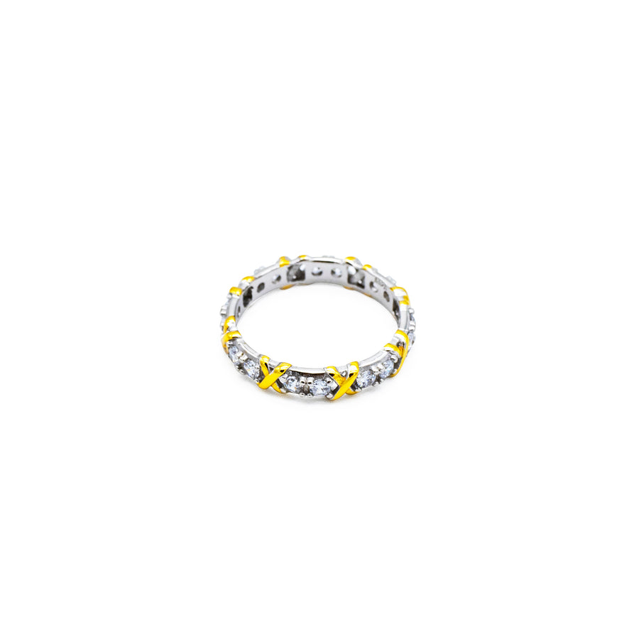 'Miguel' Bicolor X ring in 925 sterling silver