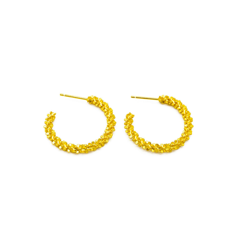 'Guasave' gold 3D textured earrings studs in sterling silver