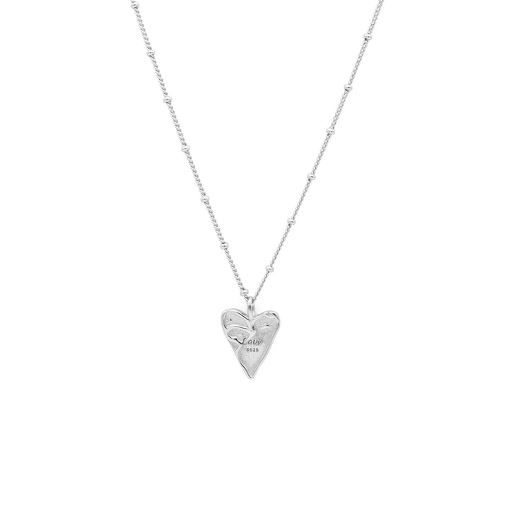 'Walaha' silver heart necklace with LOVE engraving on both sides made of sterling silver