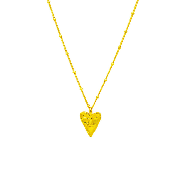 'Walaha' gold heart necklace with LOVE engraving on both sides made of sterling silver