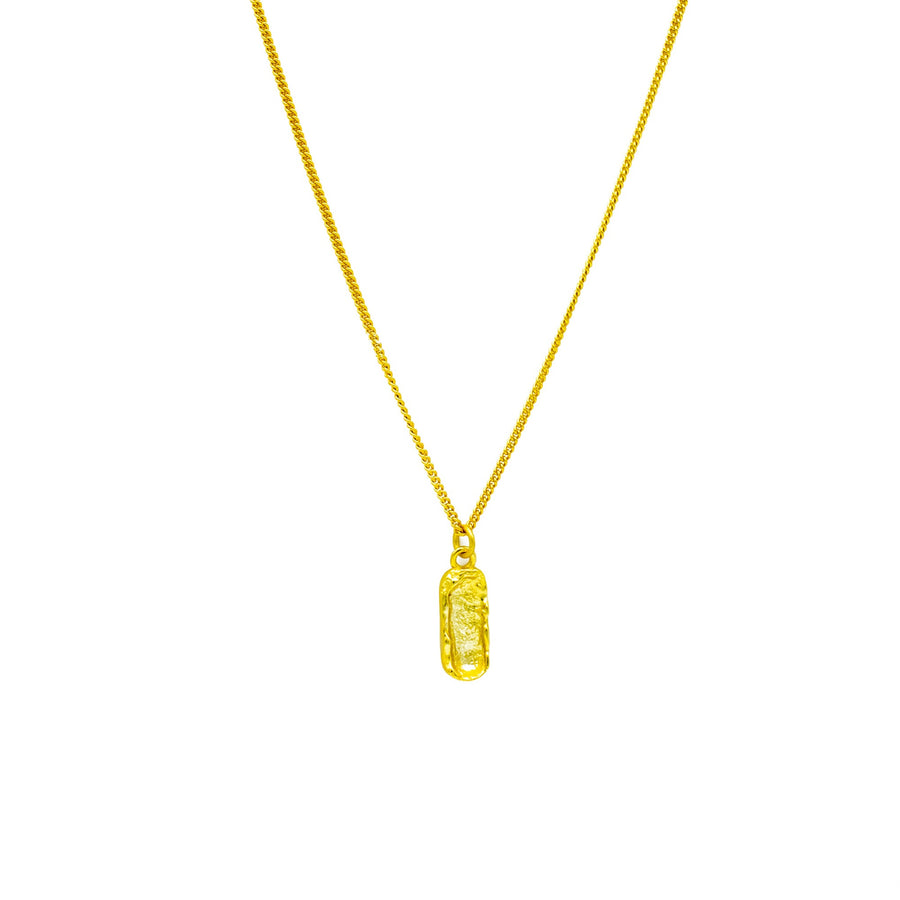 'Oriza' gold necklace with cuboid pendant made of 925 sterling silver