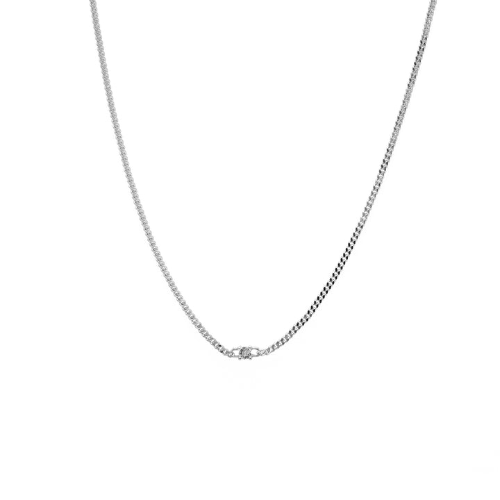 'Munda' silver plain curb chain decorated with zirconia made of sterling silver