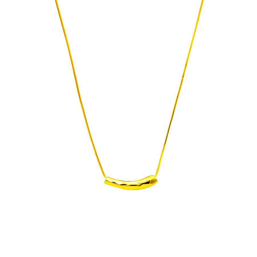 'Gironda' gold necklace with sterling silver tube charm