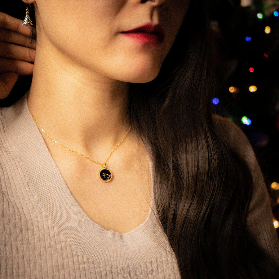 'Cacolo' gold chain pendant with Christmas motif made of 925 silver