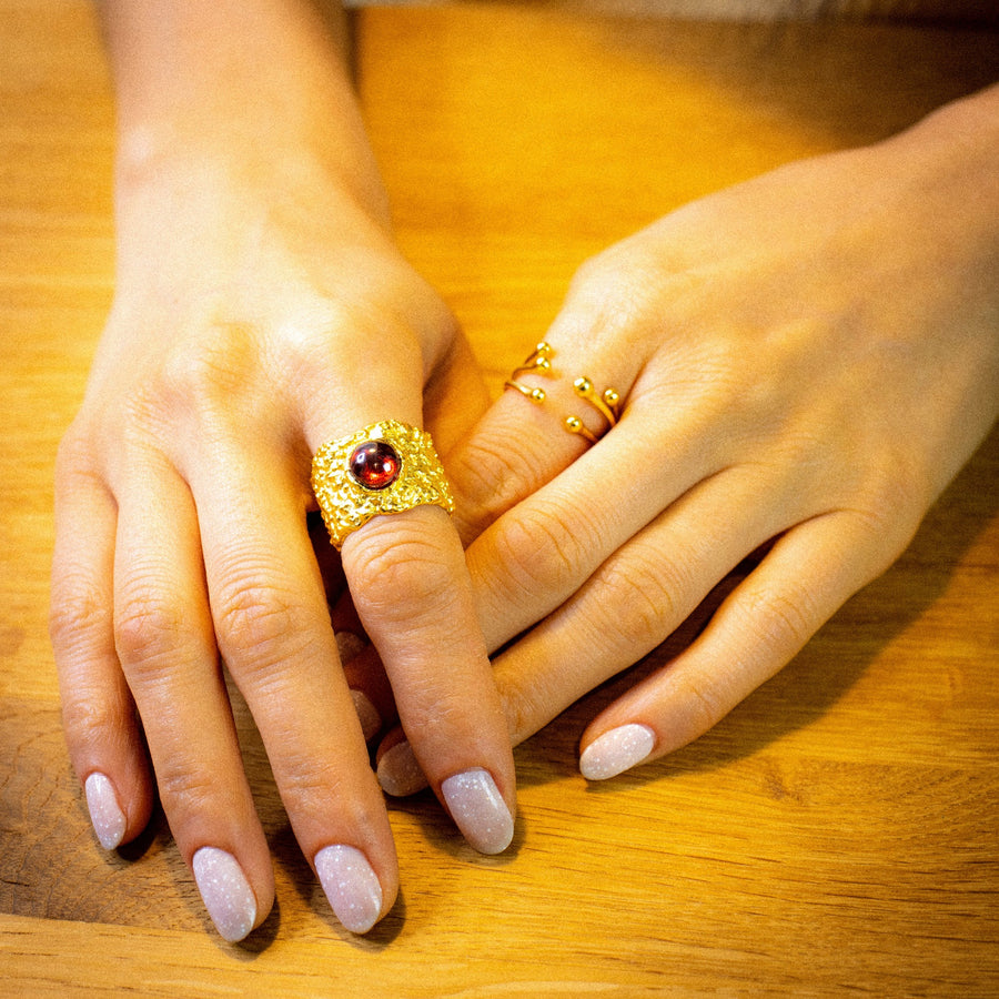 'Quellion' gold ring tentacle made of 925 sterling silver