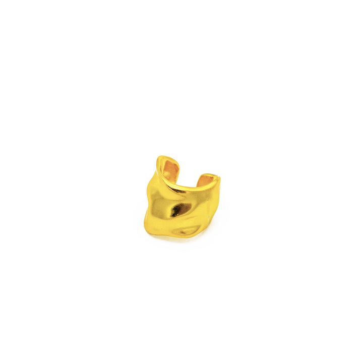 NASRI Struktur gold Ohrringe-Earcuff Ohrklemme breit aus Sterlingsilber