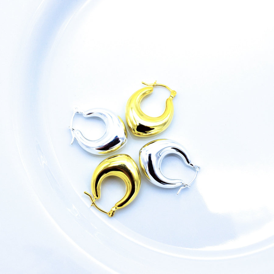 'Kokoda' gold Clean Modern Earrings made of 925 sterling silver